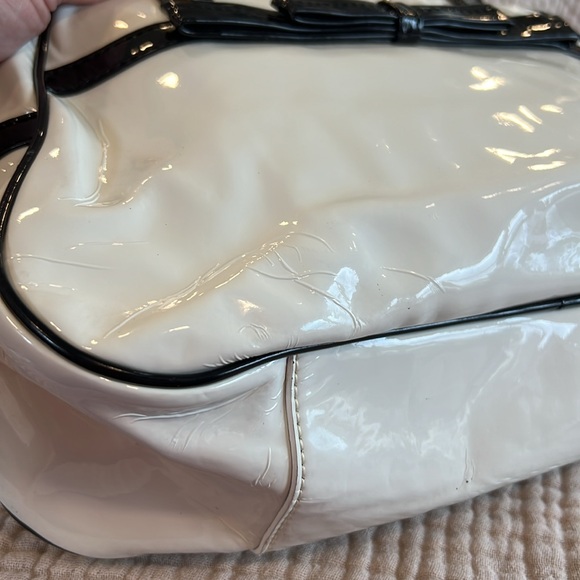 KATE SPADE Purse Handbag White Patent Leather w/Black Trim - Picture 6 of 9
